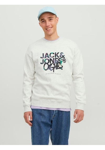 Jack & Jones Jack&jones Sıfır Yaka Beyaz Erkek Sweatshirt 12242366 001