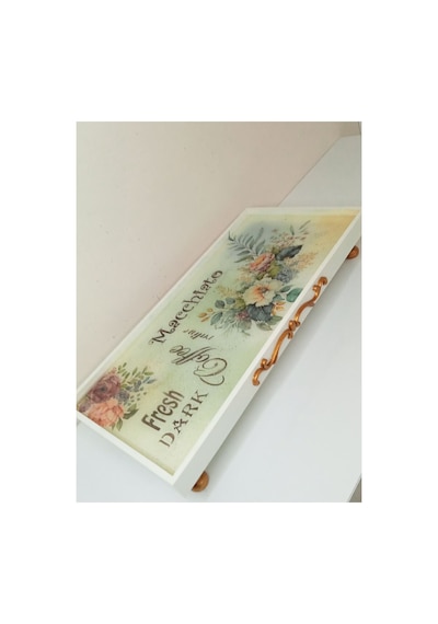 Tepsi Ahşap Vintage El Boyama Beyaz - 598880889 beyaz