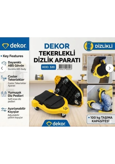 Dekor Tekerlekli Dizlik Aparatı, Gövde, Yumuşak Diz Pedleri, Ayarlanabilir Kayışlar, 100 Kg Taşıma Kapasitesi