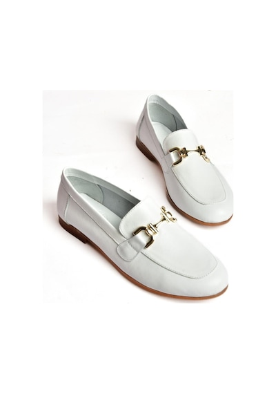 Fox Shoes S944037903 Beyaz Hakiki Deri Kadın Babet Beyaz