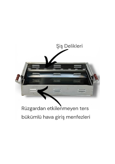 Paslanmaz Çelikten Katlanır Ayaklı Ve 3 Kademeli Mangal 60x35x70c Krom
