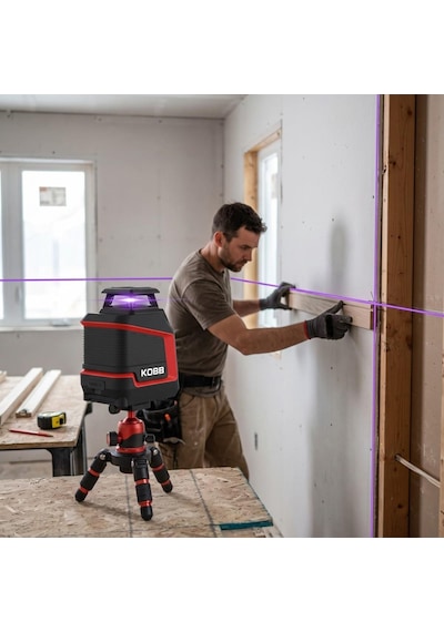 Kobb Kbl30p 3.7v Li-ion Yatay 360 Ve Dikey Otomatik Hizalamalı Mor Işık Profesyonel Lazer+tripod