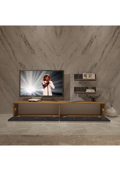 Decoraktiv Eko 4 Mdf Std Tv Ünitesi Tv Sehpası Pera - Siyah Mermer