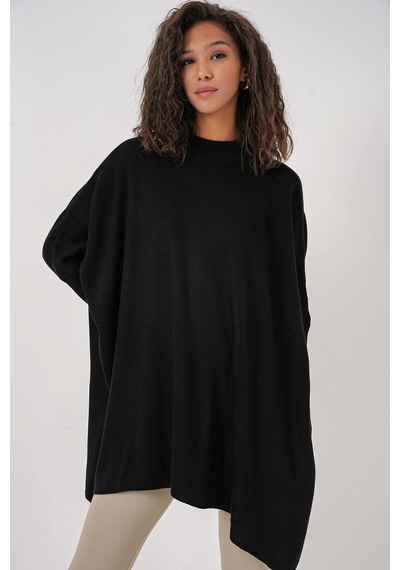 Hiccup Bdart Oversize Akrilik Bisiklet Yaka Kazak Siyah 01