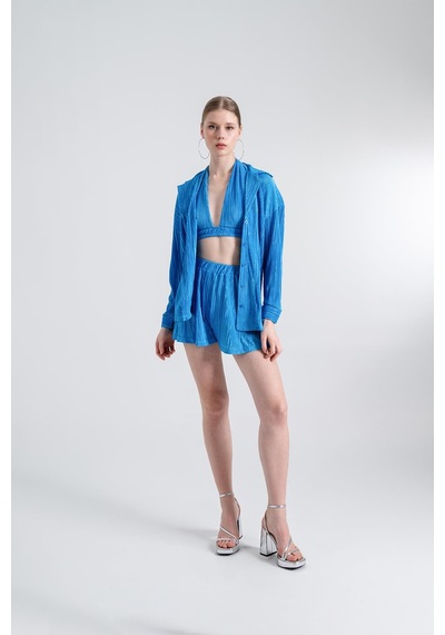 Holly Lolly Oversize Düğme Kapamalı Comfy Oversize Gömlek Mavi
