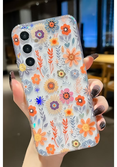 Samsung Galaxy Uyumlu A56 Kılıf Solmayan Imd Baskı Desenli, Şeffaf Tpu+pc Botanik Kapak