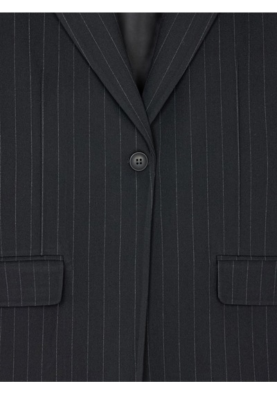 Dilvin 60829 Çizgili Kruvaze Blazer-siyah