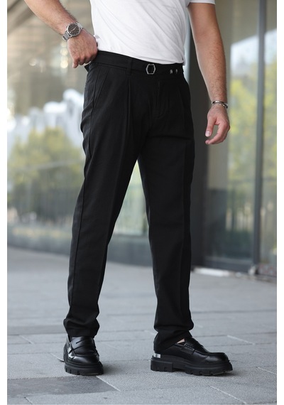 Tasarım İtalyan Model Keten Pantolon Siyah