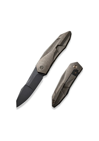 We Knife Solid Polished Bead Blasted Titanium Integral Handle Polished Bead Blasted Cpm 20cv Blade Blade Çakı Gri