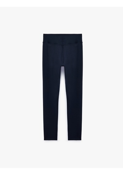Koton Yüksek Bel Kemer Detaylı Biyeli Slim Fit Spor Tayt Lacivert 7wak40171nk