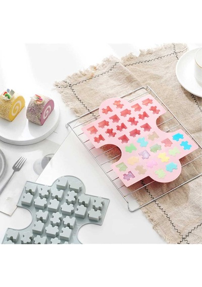Silikon Kek Kalıp Çikolata Puzzle Şekilli Minik Puzzele Kalıbı Şeker Hamuru Jelibon Kalıbı Çok Renkli