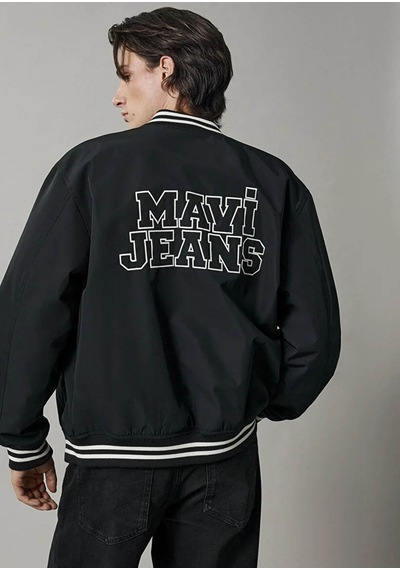 Mavi Loose Fit Mavi Jeans Baskılı Kolej Siyah Erkek Ceket 0110830-71379