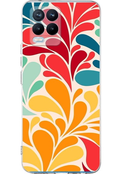 Realme 8 Pro İle Uyumlu 1mm Slim Fit Retro Renkler 5 Baskılı Şeffaf Kılıf Şeffaf