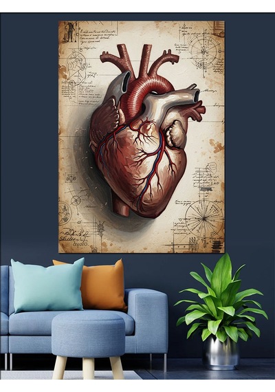 Ahşap Tablo Anatomik Kalp Ve Klasik Yazılar