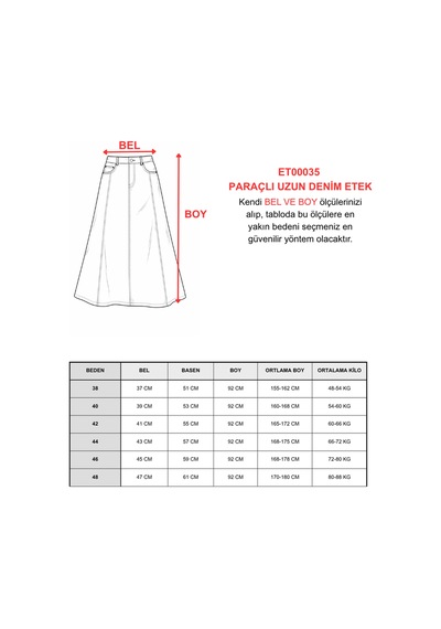 Vellichor Paraçlı Uzun Denim Etek Çok Renkli