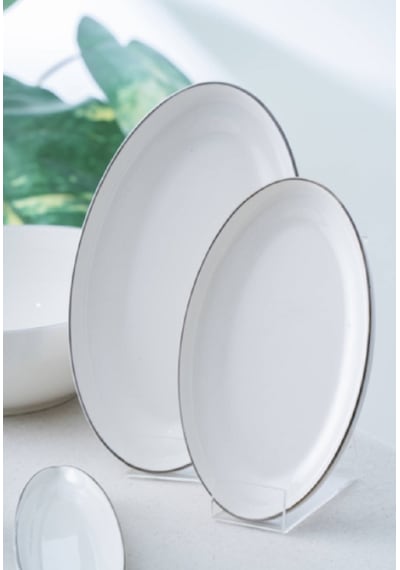Acar Senna Silver 45 Parça 6 Kişilik Porselen Yemek Takımı 7306 Beyaz