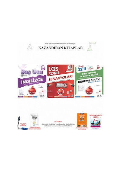 Nartest 8. Sınıf İngilizce Baş Ucu, Türkçe Senaryo, Din 32 Deneme 3 Kitap Seti