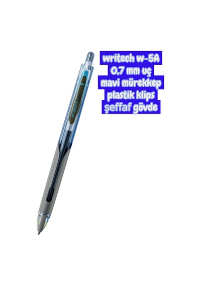 Writech W-5a Age 0,7 Mm Şeffaf Mavi Gövde Mavi Mürekkep Jel Tükenmez Kalem Çok Renkli