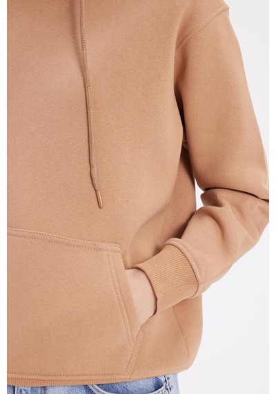 Tudors Kadın Relax Fit Rahat Kesim Pamuklu Kapüşonlu Kanguru Cepli Vizon Sweatshirt-39941 VIZON Tudors Kadın Relax Fit Rahat Kesim Pamuklu Kapüşonlu Kanguru Cepli Vizon Sweatshirt-39941 VIZON