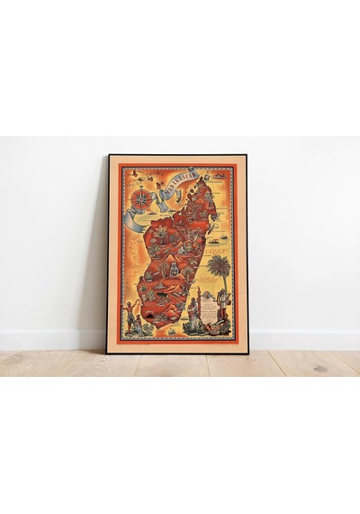 Madagaskar Haritası Sanatsal Duvar Dekorasyon Poster 60x90cm