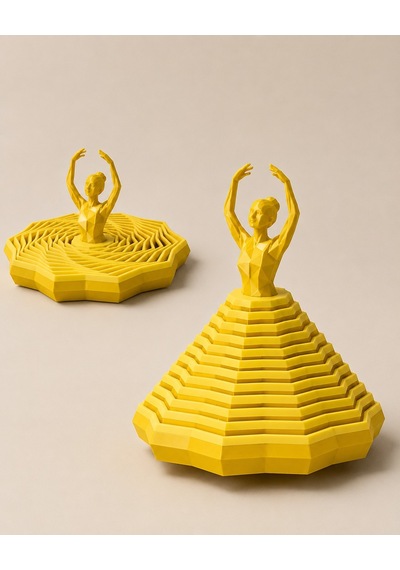 3d Baskı Balerin Figürlü Fidget Oyuncak - Hareketli Optik İllüzyon Masa Dekoru-sarı