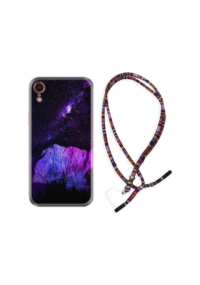 Apple Uyumlu iPhone XR Kılıf Rasta Boyun Askılı Purple Mountain 1640