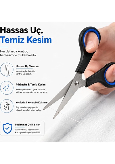 Ofis Makası 14 Cm, Paslanmaz Çelik Kağıt Kesme Makası