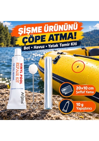 Argeus Şişme Bot Havuz Ve Yatak Tamir Kiti 20x10 Cm Yama 10 G Yapıştırıcı