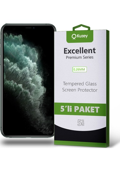 Apple Uyumlu   iPhone 11 Promax ile Kırılmaz Temperli Ekran Koruyucu Cam Ekonomik 5'li Paket