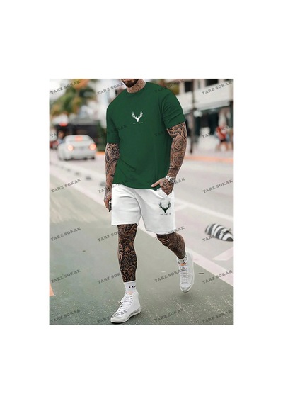 Alt/üst T-shirt Ve Şort Takımı Kod Alt166 Yeşil