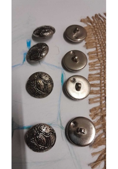 Metalize Abs Antikgümüş Kaplama Dügme 26 Boy 16 Mm 8 Adet