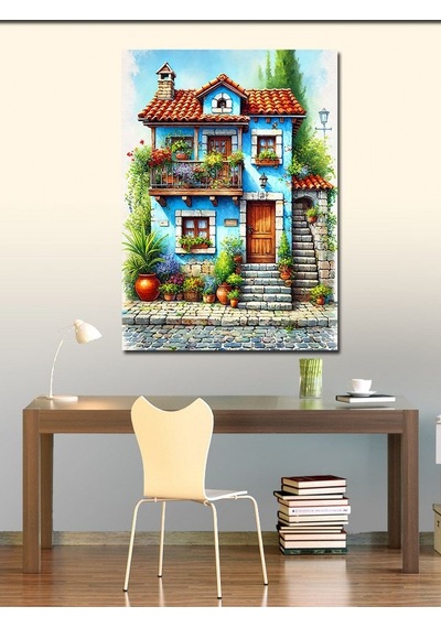 Kanvas Tablo Masalsı Mavi Ev 50cmx70cm