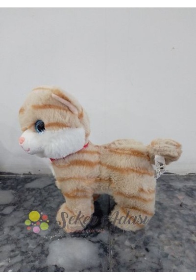 Sevimli Ayakta Duran Miyavlayan Peluş Kedi 20 Cm Sesli Kedi Oyuncak 1 Çok Renkli