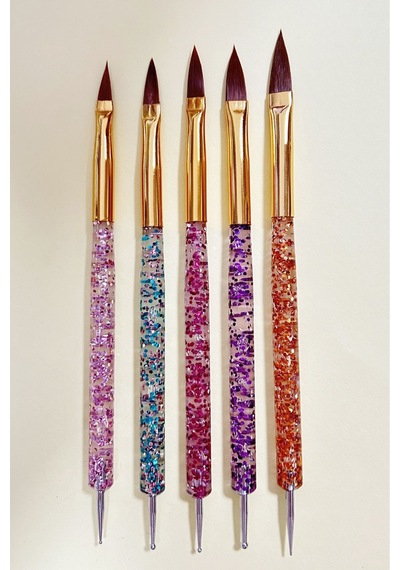 5 Adet Nail Art Fırça Seti, Fırçalı Tırnak Süsleme Desen Seti Dot Kalemi 5'li Tırnak Boyama Nail Art Çok Renkli