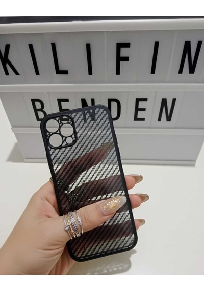 Apple Uyumlu iPhone 13 Pro Max Karbon Fiber Kılıf Modeli Siyah