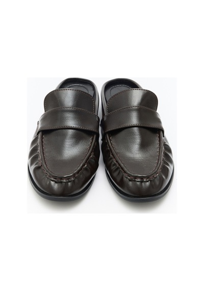 Lutvelizade Loafer 2601 Arkası Açık Büzgülü Acı Kahve Kadın Loafer Acı Kahverengi