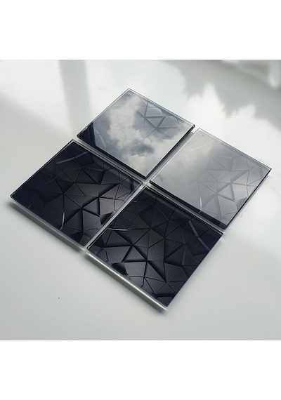 Decorita Cam Bardak Altlığı Antrasit Kristal 4'lü Takım 10 x 10 CM Antrasit
