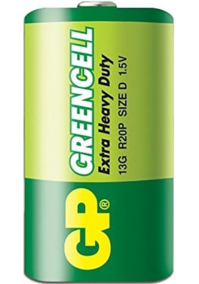 Gp Batteries Gp13g Greencell R20p/1250/d Boy Kalın Pil, 1.5 Volt, 2'li Kart