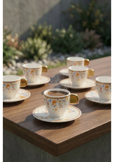 Harlow 6 Kişilik Porselen Kahve Fincanı Takımı - 90 Ml Renkli