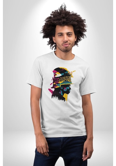 Canlı Afrobeat Füzyon Renkli Siluet Unisex Unisex Beyaz Organik Baskılı T-shirt Penye Yüksek Kalite Beyaz