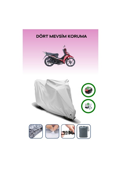Gri Arka Çanta Ve Kilit Uyumlu Rks Next 100 Uyumlu Motor Brandası