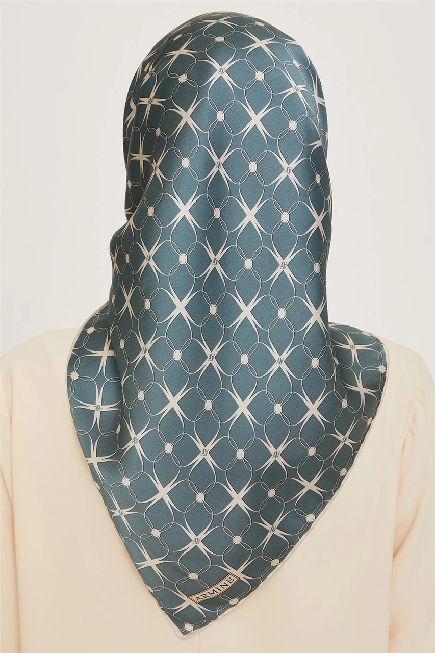 Armine Monogram Desenli Twill Saf İpek Eşarp 9207d 83 83