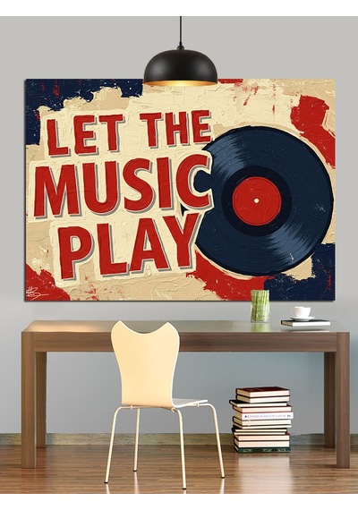 Müzik Çalsın Plak Kaydı Dekoratif Kanvas - Mdf Ahşap Tablo