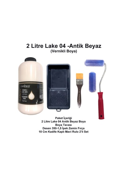 2 Litre Handy Lake 004 Antik Beyaz Kendinden Vernikli Kadife Kaplı Rulo Set Antik Beyaz
