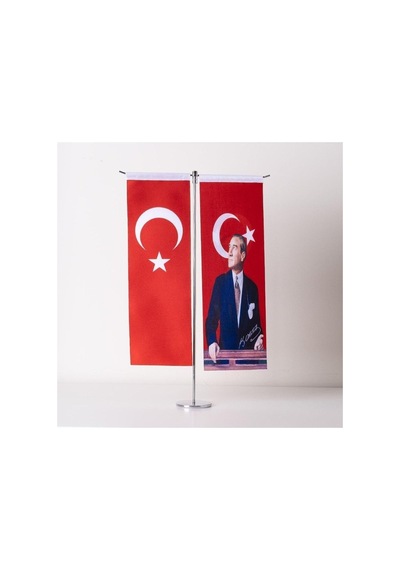 Zc Bayrak Atatürk-türk Bayrağı T Saten Kumaş Masa Bayrağı 10x30 Cm Diğer