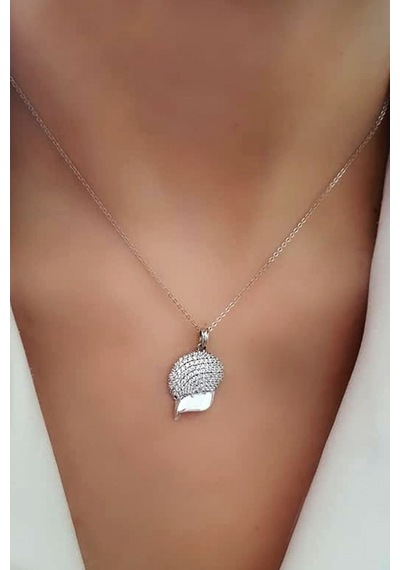 Pırlanta Işıltısında Zirkon Taşlı Gümüş Kep Kolye