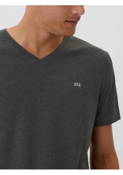 Gap V-frch Everyday Soft Micro Logo Vee 502020000 Kısa Kol Tişört Erkek T-shirt Gri