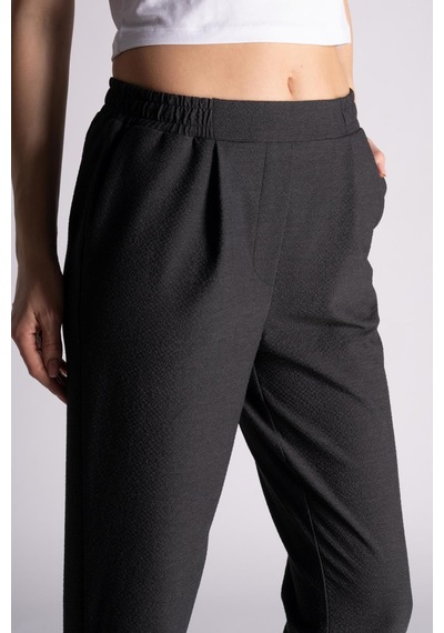 Braccas Kadın Yandan Cepli Beli Lastikli Ve Pileli Slim Fit Jogger Pantolon Antrasit Antrasit