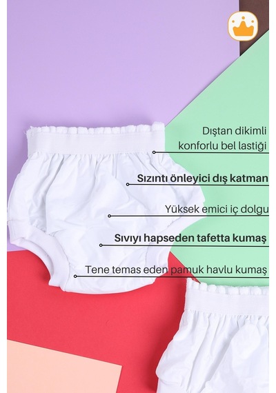 Babyhola 15-20kg 2'li Yıkanabilir Yüksek Emici Alıştırma Külodu Pembe-beyaz 1400