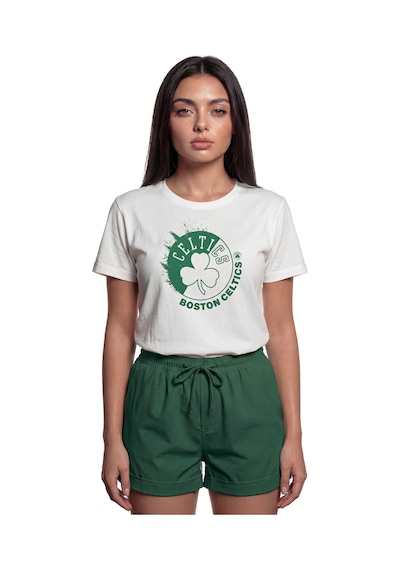 ''boston Celtics'' Temalı Baskılı %100 Pamuk Rahat Kesim Premium Beyaz